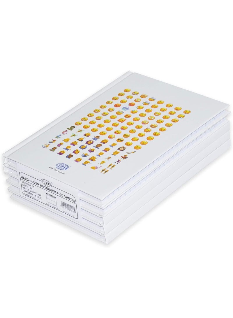 FIS Hard Cover Notebook Single Line A5, 100-Sheets 5-Piece - FSNBA51904 - Image 1